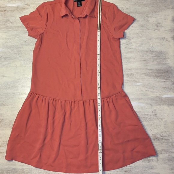 EUC Cynthia Rowley Salmon Pink Drop Waist Short Sleeve Shirt Dress Size 2 - Picture 5 of 8